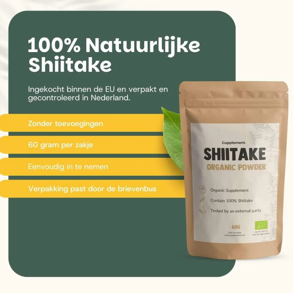 20% korting | Cupplement Shiitake Poeder Biologisch