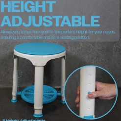 Aidapt douchekruk met draaibare zitting en opbergplank