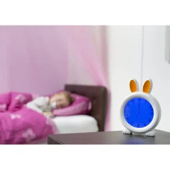 Alecto BC100BUNNY - Slaaptrainer, nachtlampje en wekker, konijn