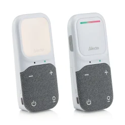 Alecto DBX135 - Moderne Full Eco audio babyfoon met heldere DECT-geluidskwaliteit, lange stand-by tijd en nachtlampje - Wit/Grijs