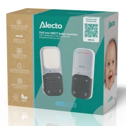Alecto DBX135 - Moderne Full Eco audio babyfoon met heldere DECT-geluidskwaliteit, lange stand-by tijd en nachtlampje - Wit/Grijs