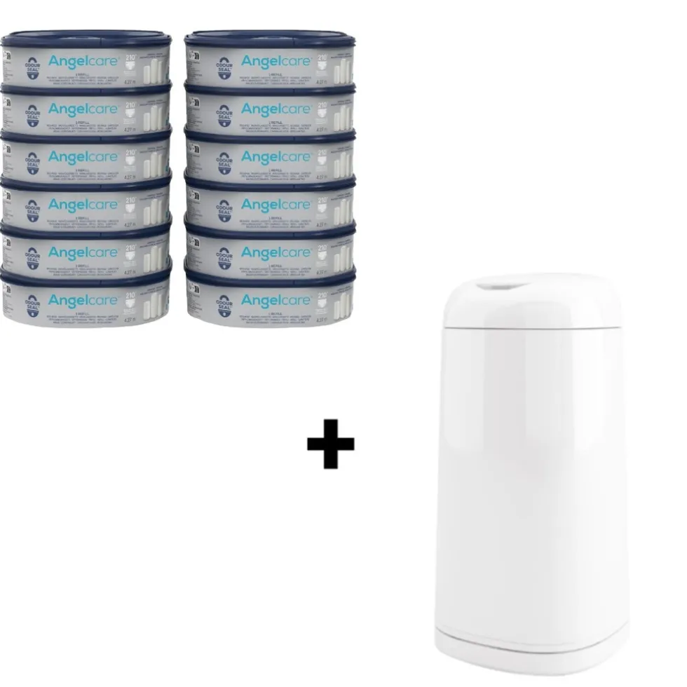 Angelcare Dress Up 12-pack Navulcassette incl. Witte Luieremmer