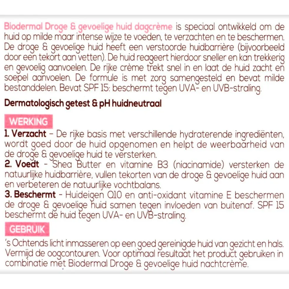 Biodermal Dagcrème voor de Droge en Gevoelige Huid
