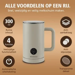Brabantia Elektrische Melkopschuimer Beige BBEK1048SB
