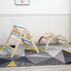 Buxibo Driehoek Plus Klimboog Montessori Houten Speelgym Glijbaan