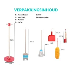 Buxibo Houten Kinder Schoonmaak Set Kids Speelgoed Cleaning Set Houten Gereedschap