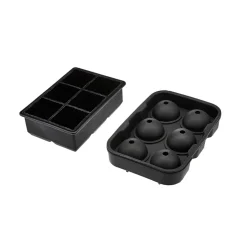 Buxibo IJsblokjes Tray Set Rond en Vierkant 2 x 3 Set van 2