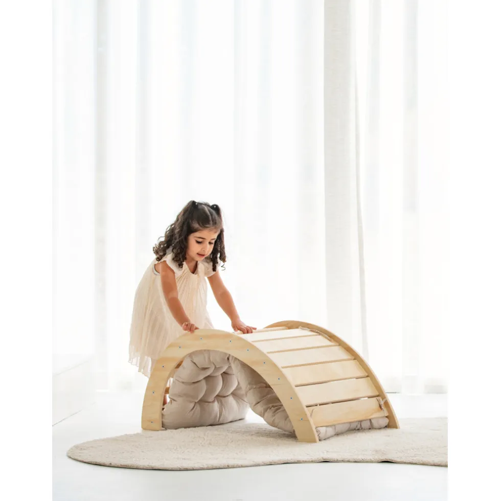 Buxibo Mini Houten Klimrek & Klimboog met Kussen & Klimhelling met Glijbaan