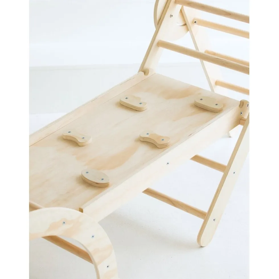 Buxibo Mini Houten Klimrek met Klimboog & Klimhelling met Glijbaan Montessori Speelgym