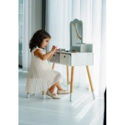 Buxibo Montessori Kaptafelset Hout met Kruk en Spiegel Kinder Make-up Tafel