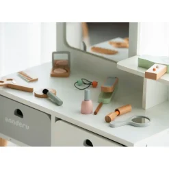Buxibo Montessori Kaptafelset Hout met Kruk en Spiegel Kinder Make-up Tafel