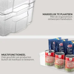 Buxibo 4x Koelkast Organizers Set Multifunctionele Koelkast/Badkamer/Kast/Kantoor Bakjes