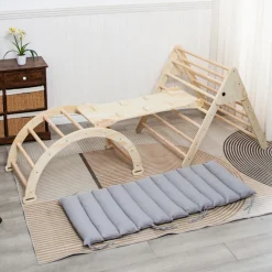 Buxibo XXL Klimrek Opvouwbare Driehoek + Klimboog met Kussen + Helling met Glijbaan