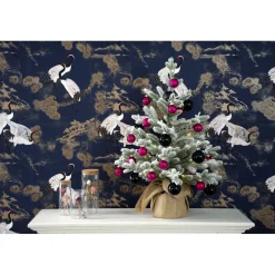 Cambridge flocked verlichte tafelkerstboom