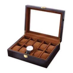 Confibel Horloge box voor uw juwelen en sieraden 10 compartimenten met kussentjes