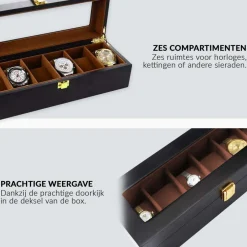 Confibel Luxe Houten Horloge Box Geschikt voor Horloges en Sieraden