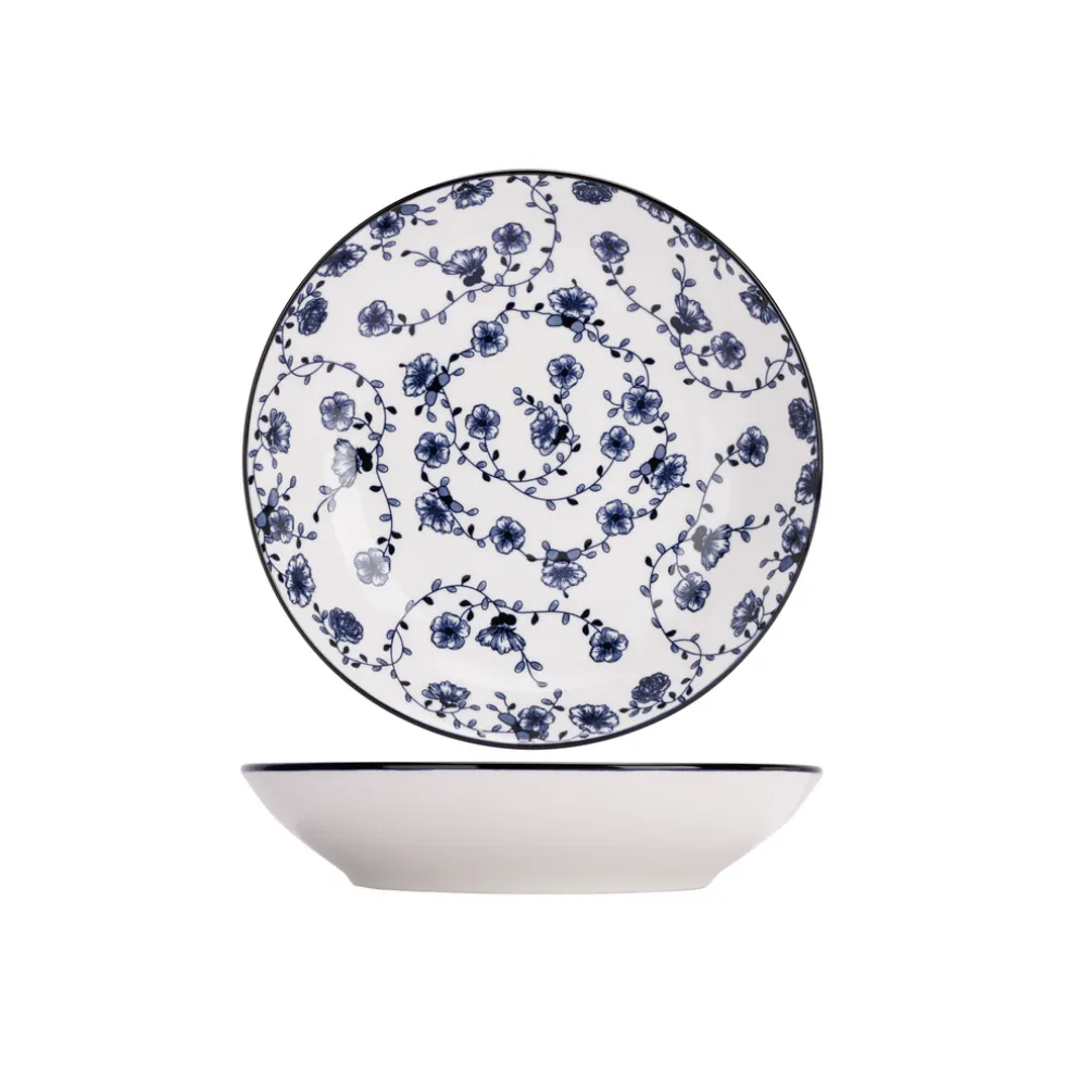 Cosy & Trendy 4 Stuks Flor Azul Diepe borden Porselein