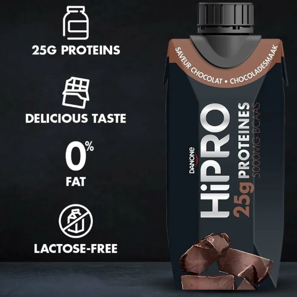 DANONE HiPRO Chocolade Proteïneshake Voordeelverpakking 16 x 330ml