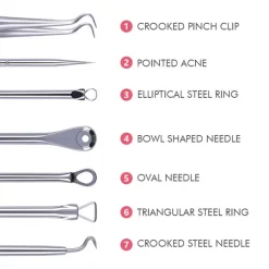 Dermarolling 4-Delige RVS Comedonenlepel Set