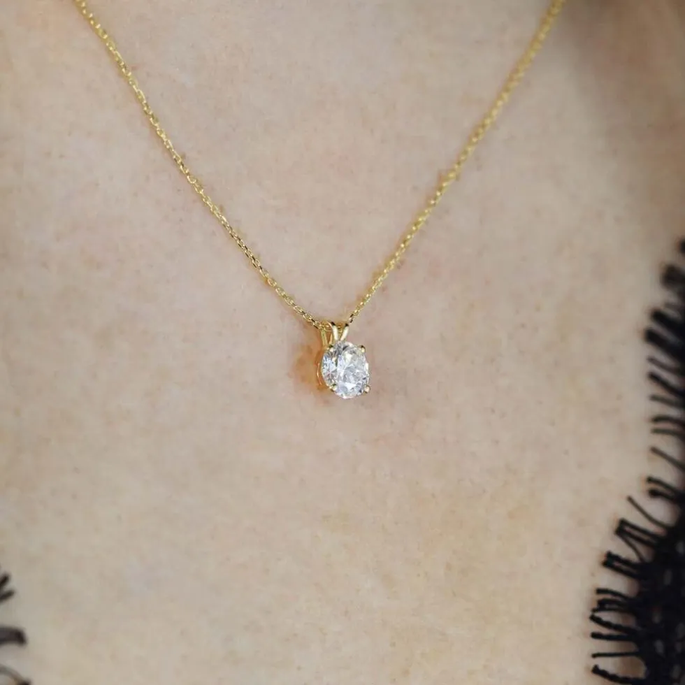 Di Lusso 14K Gouden Collier met hanger – 1.00 ct Lab Grown Diamant