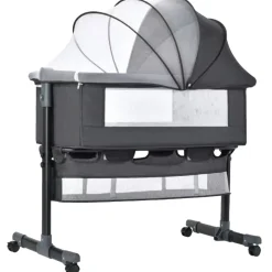 Eco Baby Donkergrijs Wieg Aan Bed