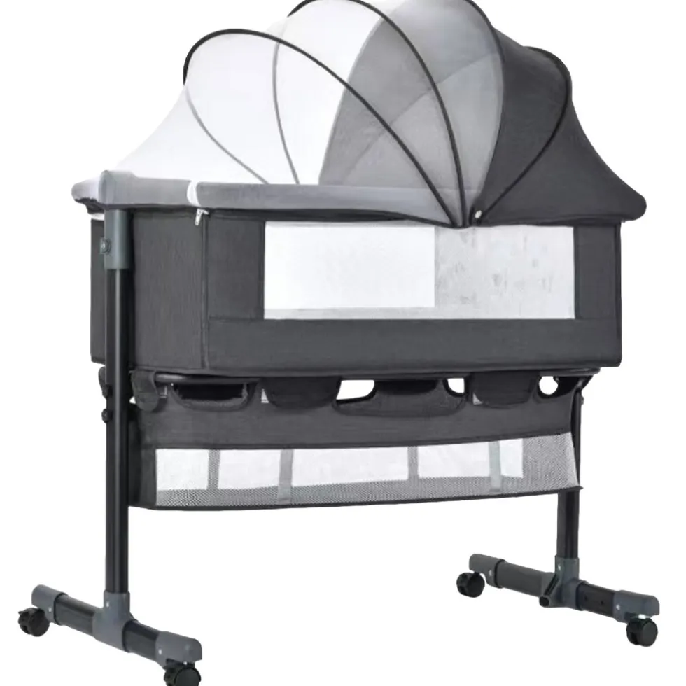 Eco Baby Donkergrijs Wieg Aan Bed