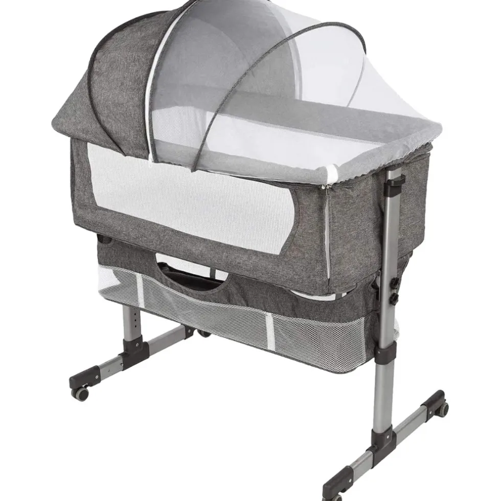 Eco Baby Donkergrijs Wieg Aan Bed