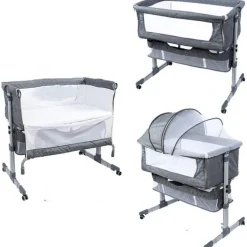 Eco Baby Donkergrijs Wieg Aan Bed