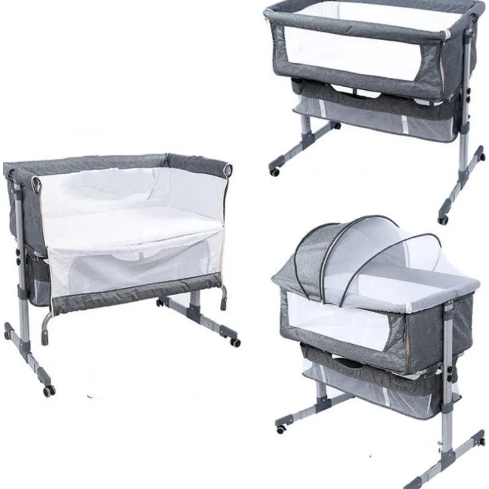 Eco Baby Donkergrijs Wieg Aan Bed