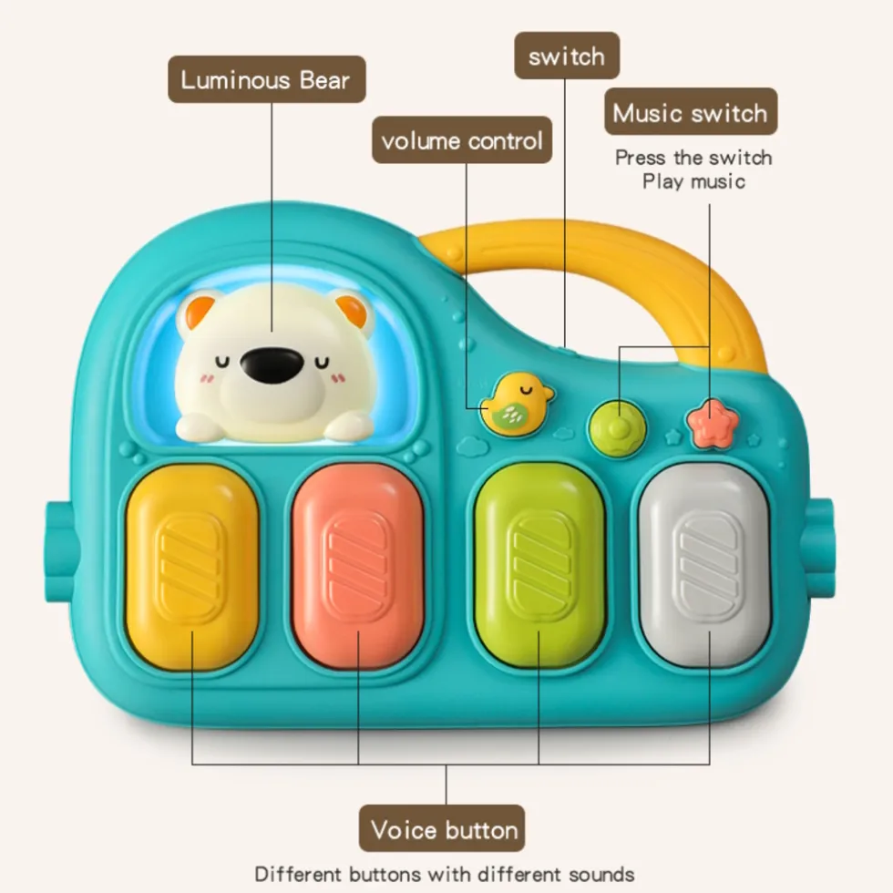 Eco Toys Cute Bear Groen Multifunctioneel Speelkleed met Speelboog