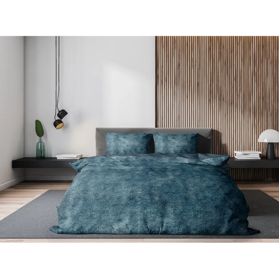 Eleganzzz Dekbedovertrek Flanel Fleece - steel blue 200x200/220cm