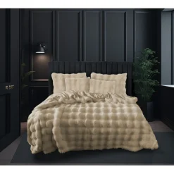 Eleganzzz Dekbedovertrek Bubble Pom Pom Rabbit Fur - sand 240x200/220cm
