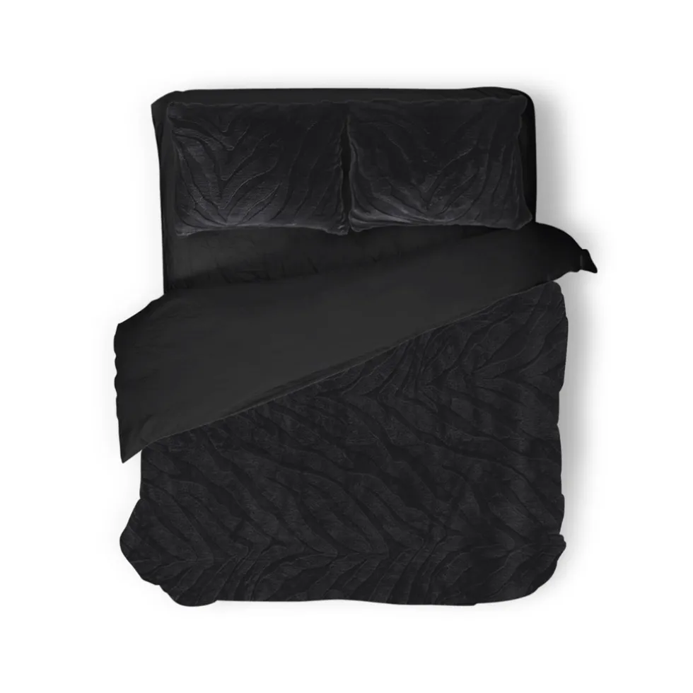 Eleganzzz Dekbedovertrek Jacquard Rabbit Fur - black 200x200/220cm