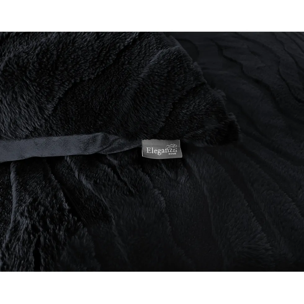 Eleganzzz Dekbedovertrek Jacquard Rabbit Fur - black 200x200/220cm