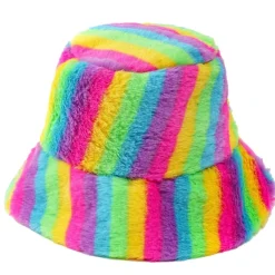 Fake Fur Hoedje met Regenboogprint