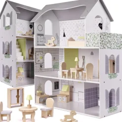 Ikonka Luxe XL Houten Poppenhuis met Meubels