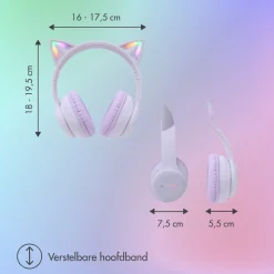 imoshion Draadloze Bluetooth Kinder Koptelefoon met Verlichte Kattenoortjes