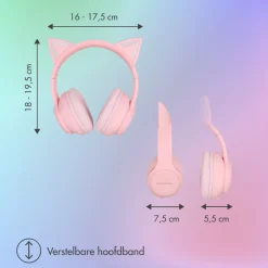 imoshion Draadloze Bluetooth Kinder Koptelefoon met Verlichte Kattenoortjes