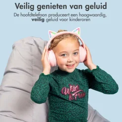 imoshion Draadloze Bluetooth Kinder Koptelefoon met Verlichte Kattenoortjes