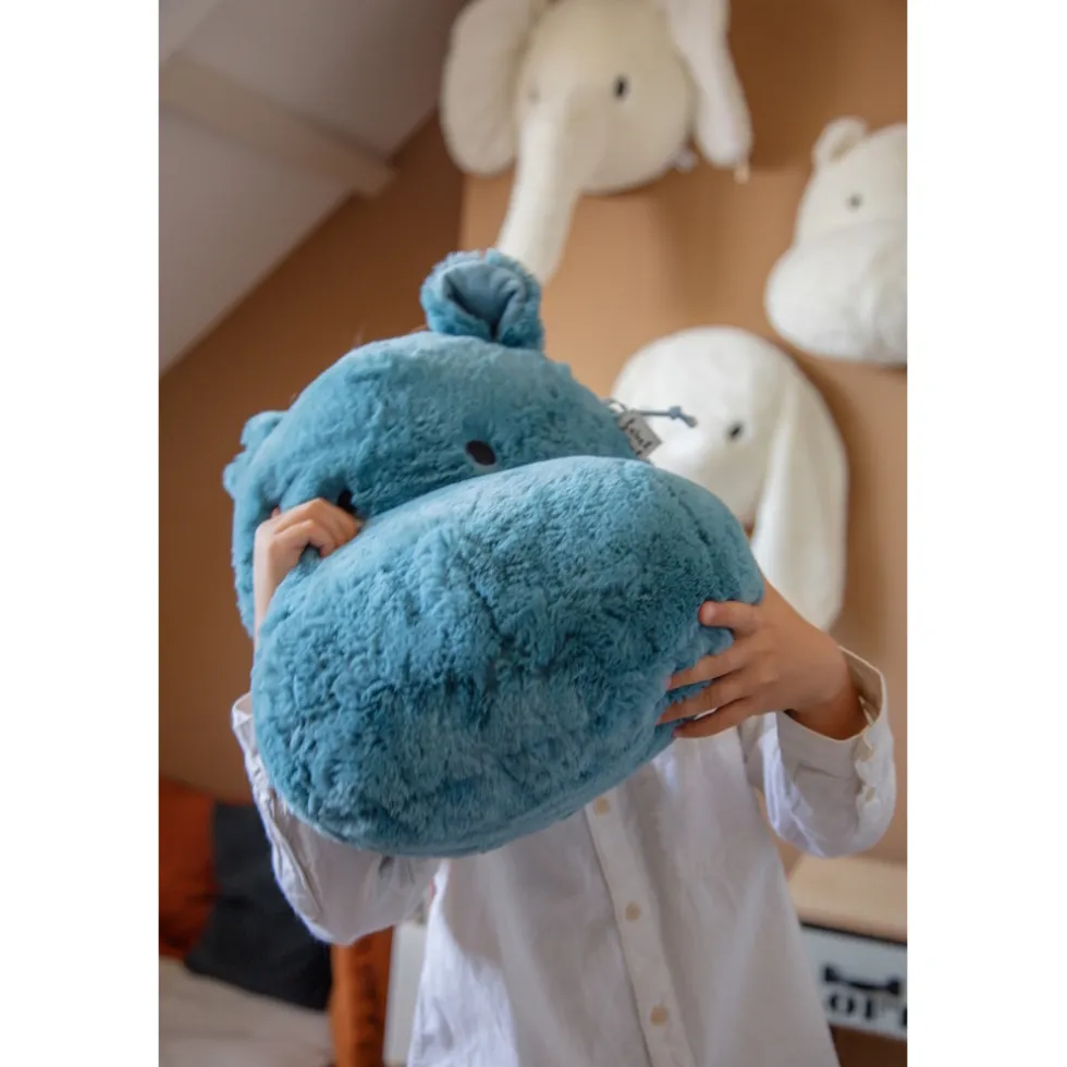 Label Label Hippo Harvey Blauw Muurdecoratie