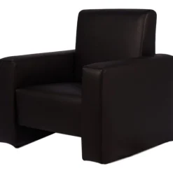 MamaLoes Jamie Zwart Leren Kinderfauteuil