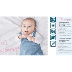 MamaLoes Thomas 32x72x4 cm Ovaal Kinderwagen- en Wiegmatras