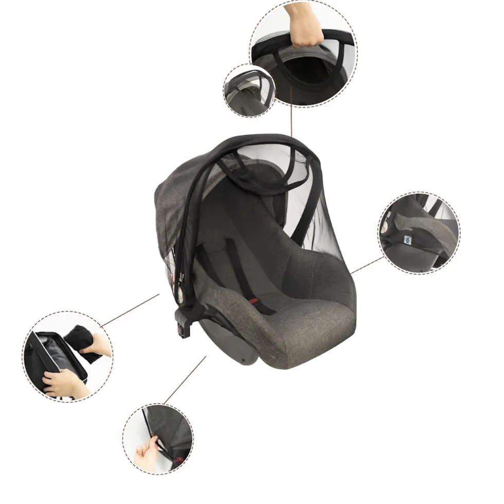 Mordesign Black Universeel Muskietennet voor Groep 0 Autostoel