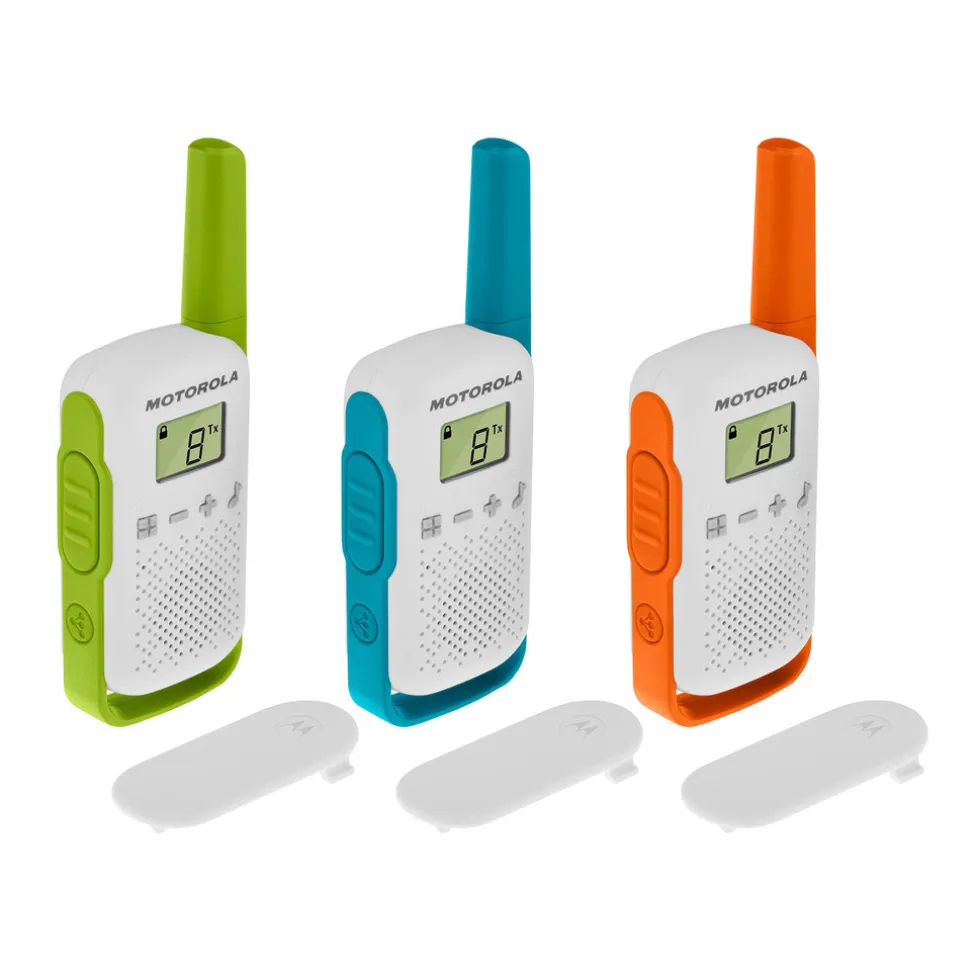 Motorola Talkabout T42 Triple Pack Walkie Talkies Voor Kinderen Families 16 Kanalen Bereik 4 km