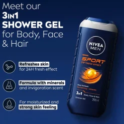 NIVEA Men Sport 24H Fresh Effect 3-in-1 Douchegel
