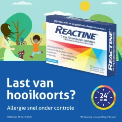Reactine Cetirizine 10mg Filmomhulde Hooikoortstabletten