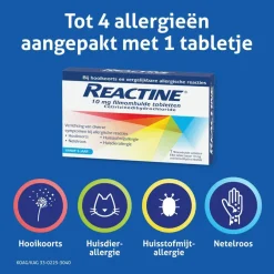 Reactine Cetirizine 10mg Filmomhulde Hooikoortstabletten