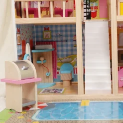 Rijoka Houten Poppenhuis LED Verlichting Meubelset 15pcs 3 Verdiepingen