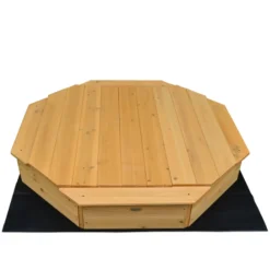 Rijoka Houten Zandbak met 4 Bankjes Inclusief Deksel en Grondzeil Speeltoestel