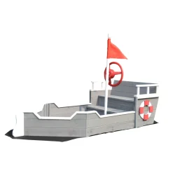 Rijoka Houten Zandbak Schip Inclusief Grondzeil Zitbank met Opbergvak